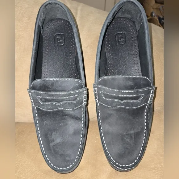 Footjoy Navy Blue Nubuck Leather Loafer Golf Shoes Size 12 *Excellent Condition