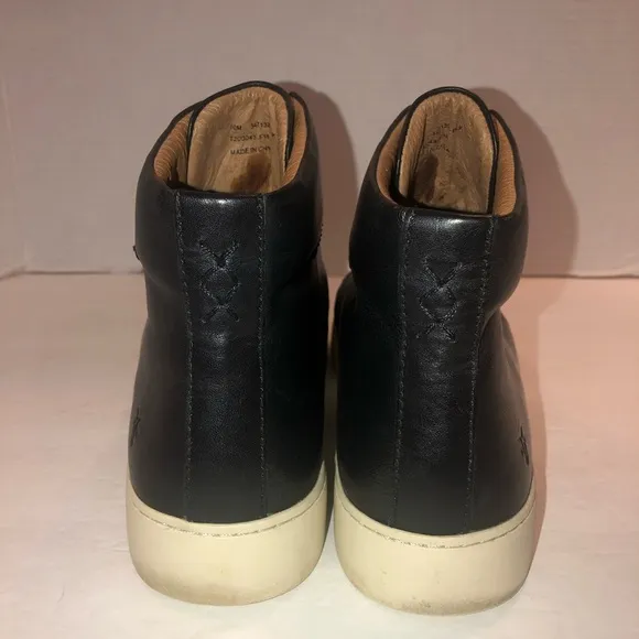 Frye Black Leather Lena Front Zip Up High Top Sneaker Shoes sz 10