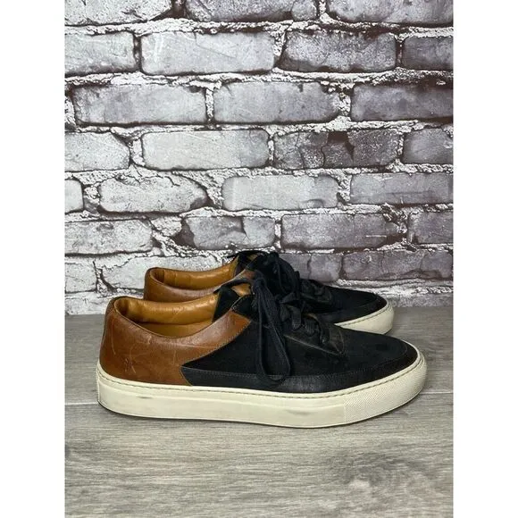 Frye Black Suede Brown Leather Lace Up Low Top Casual Shoes Men’s Sz 10M US/43EU