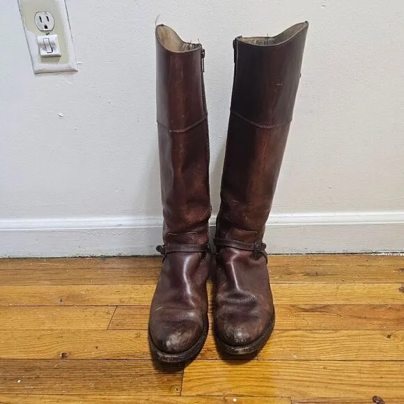 FRYE Boots Womens 8B 77775 Brown Knee high Zip Up Style