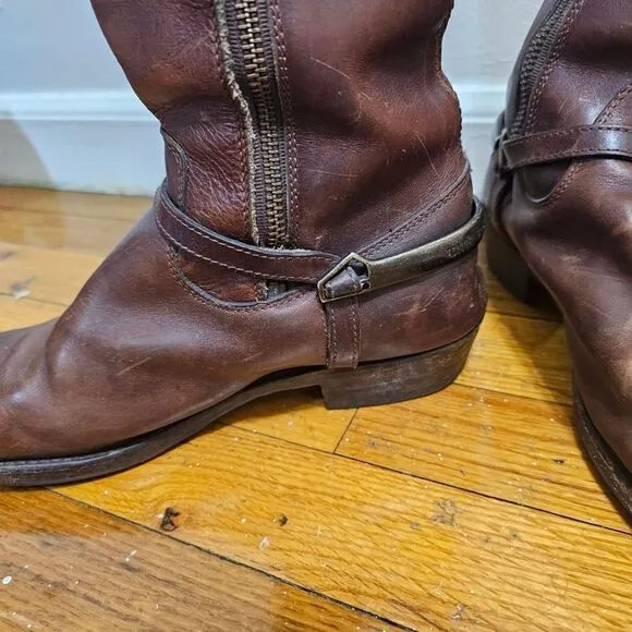 FRYE Boots Womens 8B 77775 Brown Knee high Zip Up Style