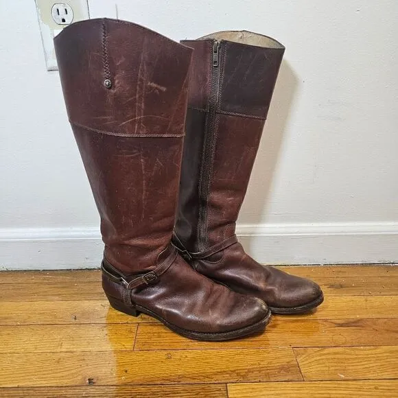 FRYE Boots Womens 8B 77775 Brown Knee high Zip Up Style