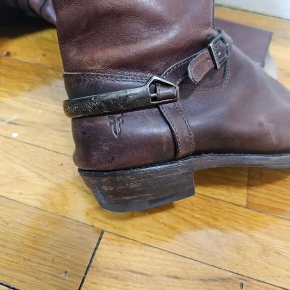 FRYE Boots Womens 8B 77775 Brown Knee high Zip Up Style