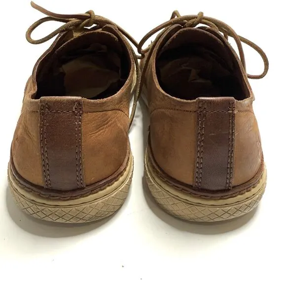 Frye Walker (Mens Size 9) Leather Low Top Shoes Lace Up Sneakers Brown Cognac