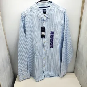 GAP Striped Oxford Button Down Long Sleeve Shirt Men's Blue &amp; White Size XXL New