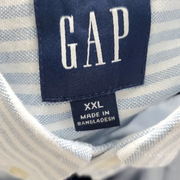GAP Striped Oxford Button Down Long Sleeve Shirt Men's Blue &amp; White Size XXL New
