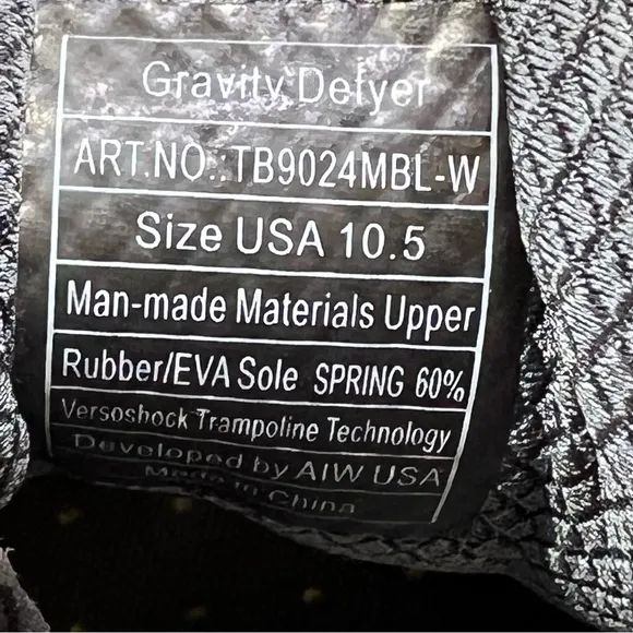 Gdefy Men's Size 10.5 Gravity Defyer Mighty Walk Shoe TB9024MBL-W Versoshock Tec