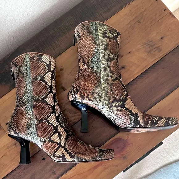 Genuine Snakeskin VTG Ankle Bootie retro lux y2k 90 80 Streetwear corpcore 39.5