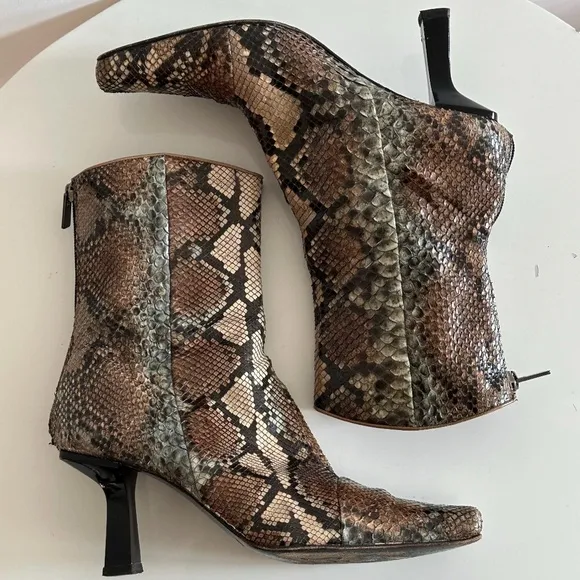 Genuine Snakeskin VTG Ankle Bootie retro lux y2k 90 80 Streetwear corpcore 39.5