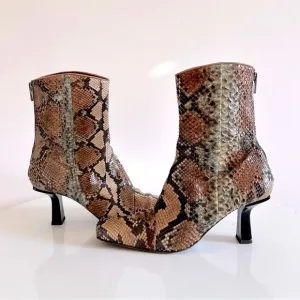 Genuine Snakeskin VTG Ankle Bootie retro lux y2k 90 80 Streetwear corpcore 39.5