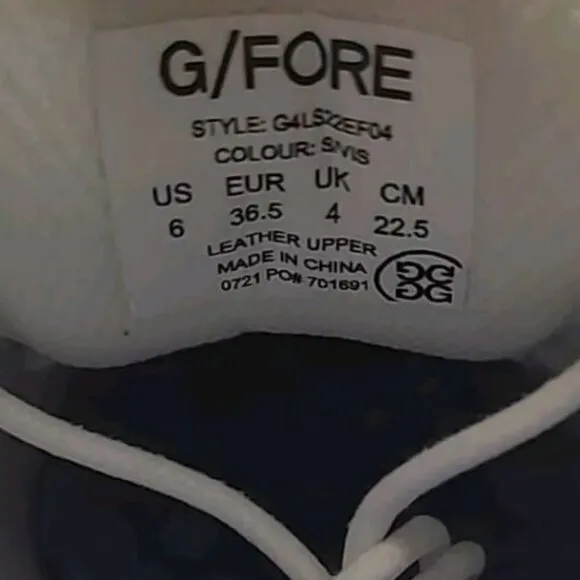 G/Fore Gallivanter Cap-Toe Women's Size 6 Snow Vista Blue Golf Shoes G4LS22EF04