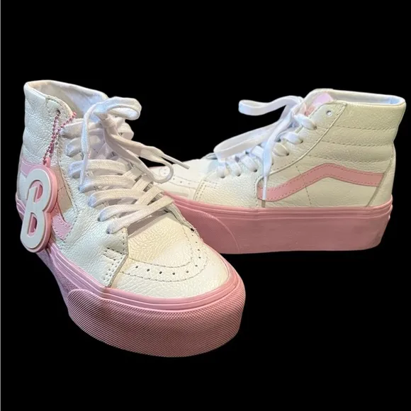 Girl’s High-Top Sneakers in Pink and White