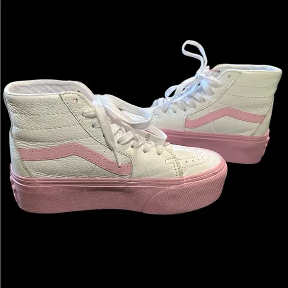 Girl’s High-Top Sneakers in Pink and White
