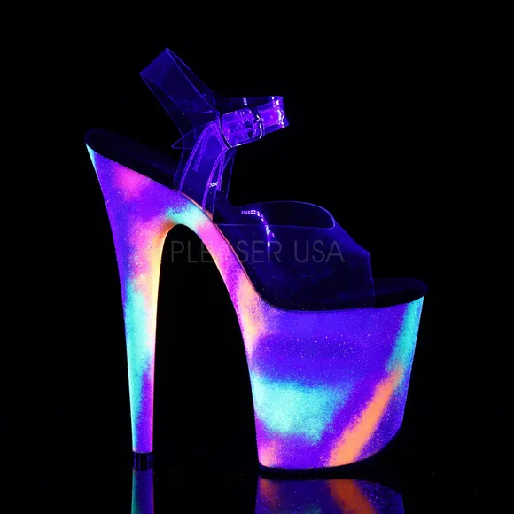 Glow Platform Glitter Clear High Heel Shoes