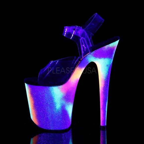 Glow Platform Glitter Clear High Heel Shoes