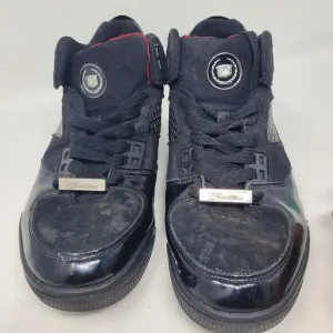 GM Cadillac Hi Top Shoes RARE Mens 9.5 Basketball Sneakers Black Red Leather