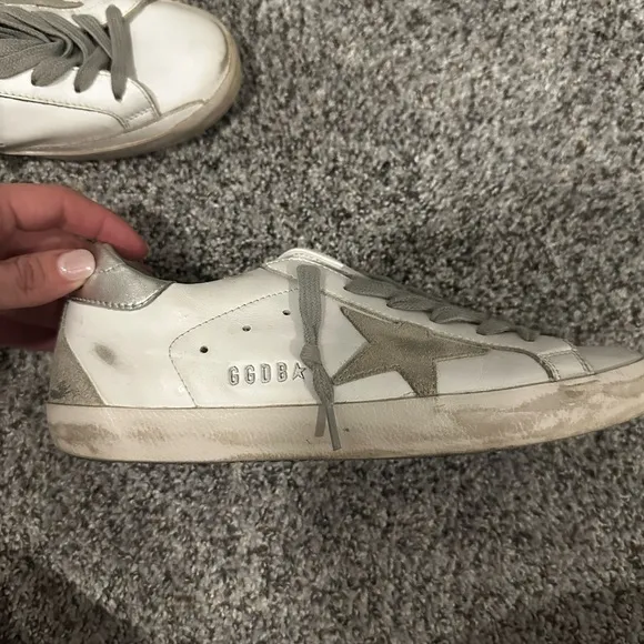 Golden Goose White and Gray Vintage Sneakers