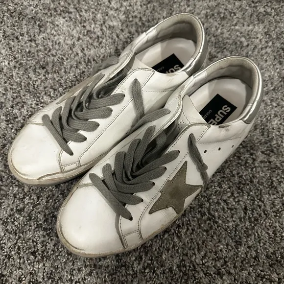 Golden Goose White and Gray Vintage Sneakers