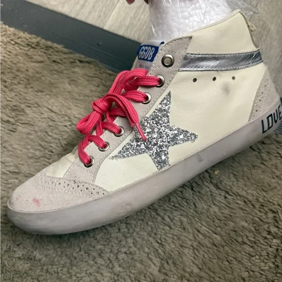 Golden Goose Women's High-Top Sneakers - White and Pink- Size EU 41