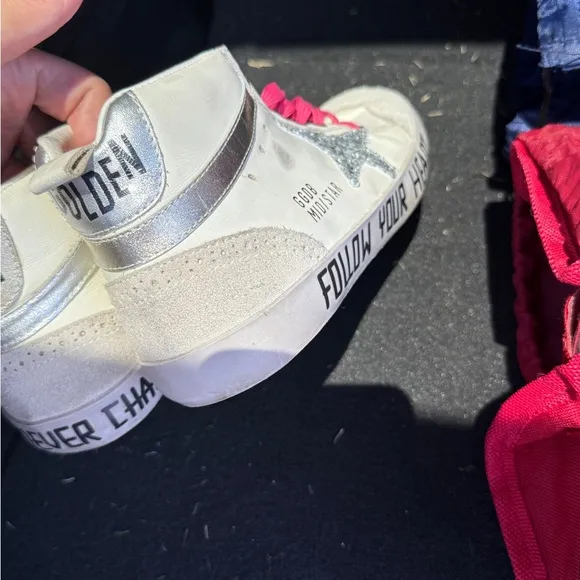 Golden Goose Women's High-Top Sneakers - White and Pink- Size EU 41
