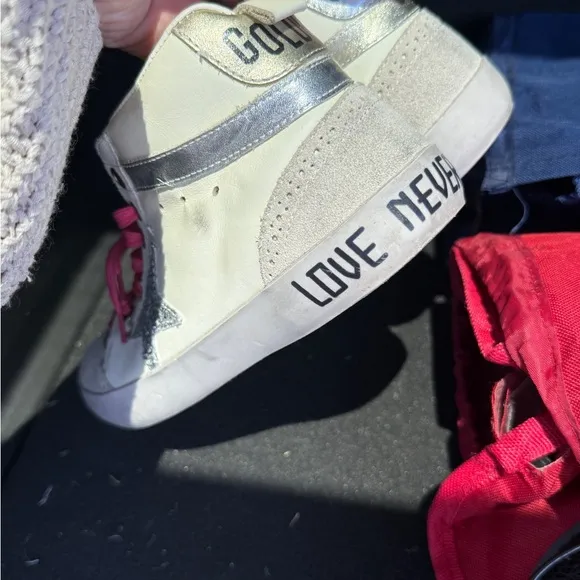 Golden Goose Women's High-Top Sneakers - White and Pink- Size EU 41