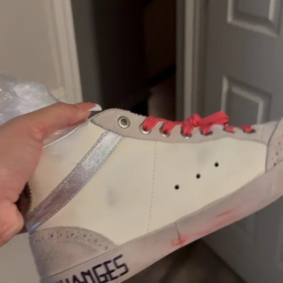Golden Goose Women's High-Top Sneakers - White and Pink- Size EU 41