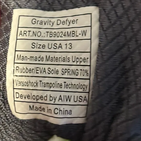 Gravity Defyer TB9024MBL-W Men’s Black Athletic Shoes VersoShock Ortho Size 13