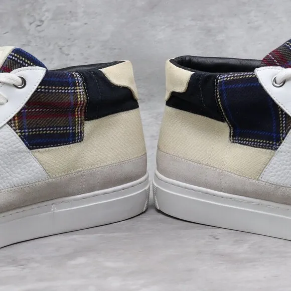 Greats Brooklyn Royale High‎ Patchwork Mens 13M US White Plaid High Top Sneakers
