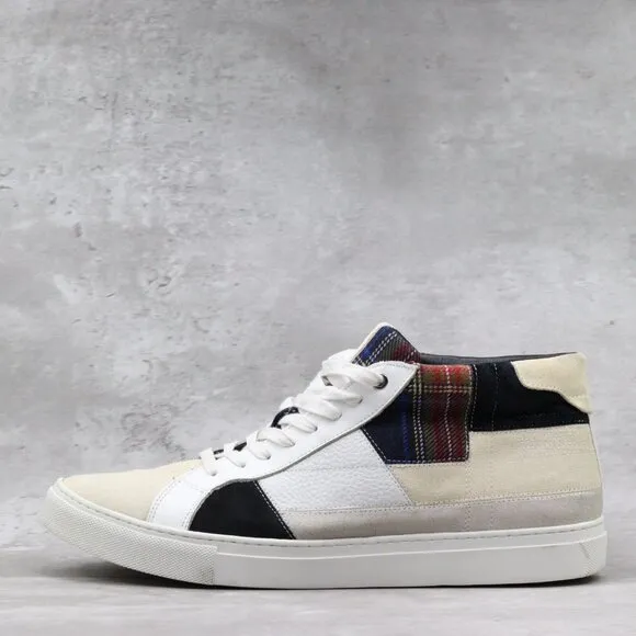Greats Brooklyn Royale High‎ Patchwork Mens 13M US White Plaid High Top Sneakers