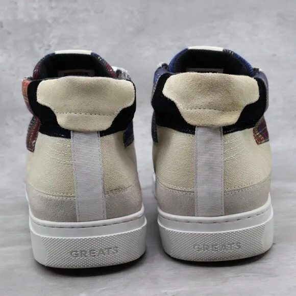 Greats Brooklyn Royale High‎ Patchwork Mens 13M US White Plaid High Top Sneakers