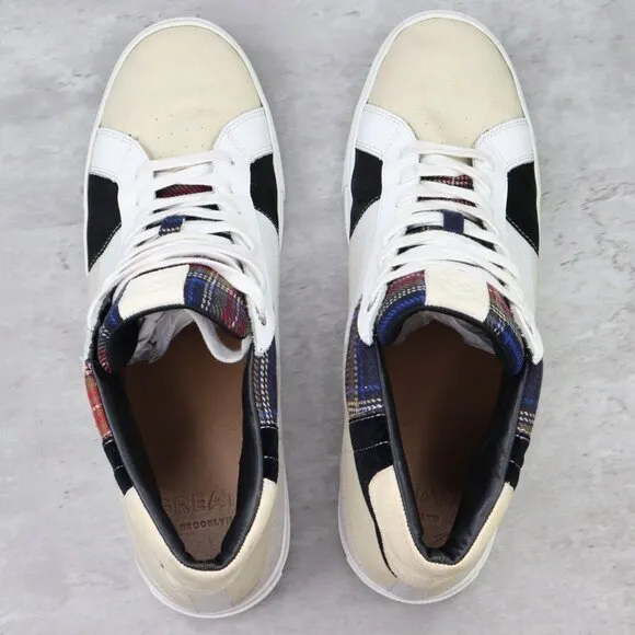 Greats Brooklyn Royale High‎ Patchwork Mens 13M US White Plaid High Top Sneakers