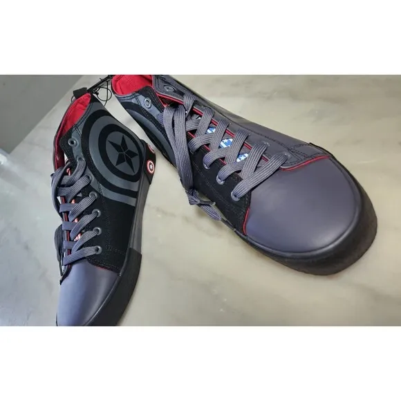 Ground Up Gray Captain America Hi-Top Sneaker Men Marvel, New! Never Worn!