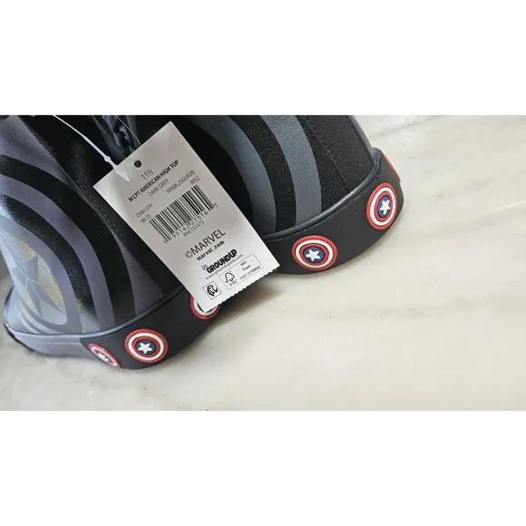 Ground Up Gray Captain America Hi-Top Sneaker Men Marvel, New! Never Worn!