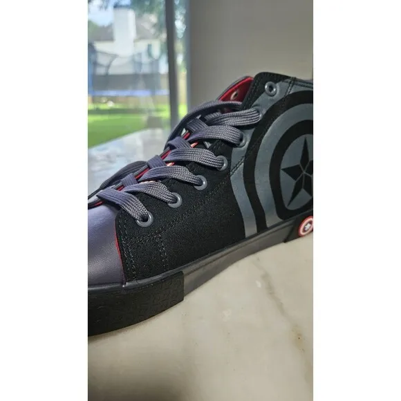 Ground Up Gray Captain America Hi-Top Sneaker Men Marvel, New! Never Worn!