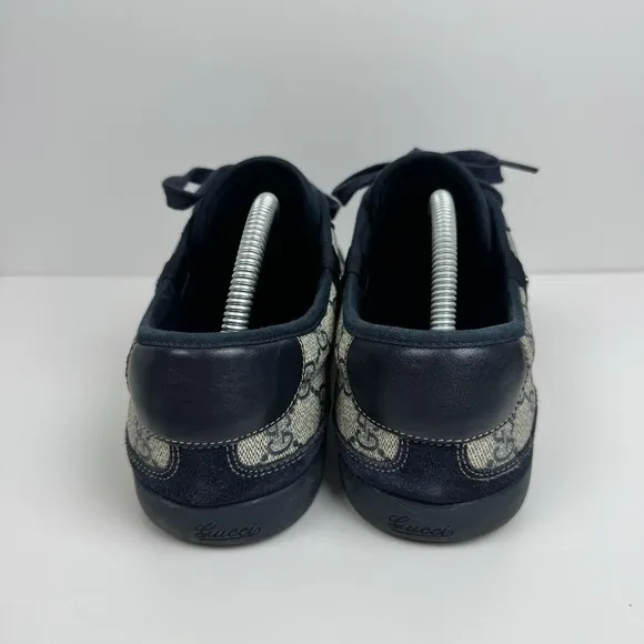 Gucci GG Monogram Supreme Low Top Sneakers Sz 8 G US 8.5 EU 42 Shoes 204282 Blue