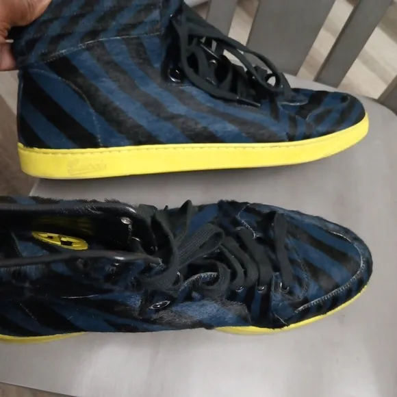 Gucci Men's Black and Yellow High-Top Sneakers