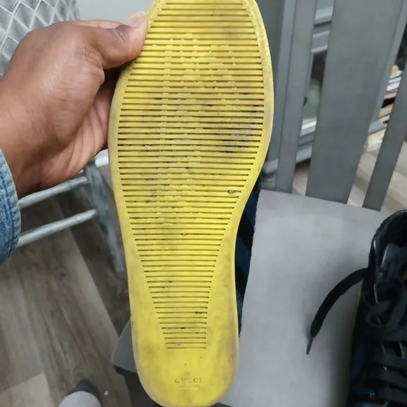 Gucci Men's Black and Yellow High-Top Sneakers