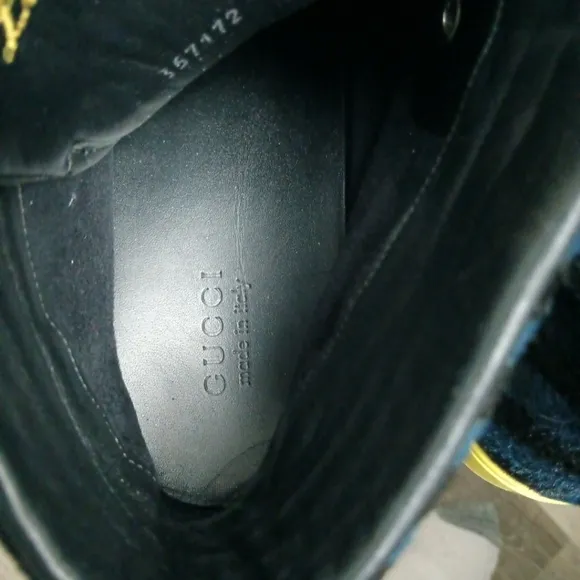 Gucci Men's Black and Yellow High-Top Sneakers
