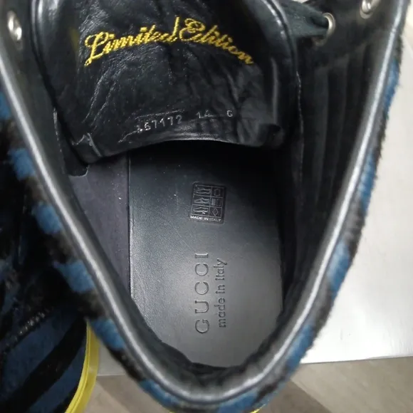 Gucci Men's Black and Yellow High-Top Sneakers