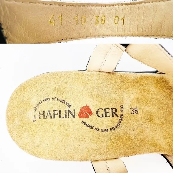 Haflinger Sandals Women’s Euro Size 38=US 7 Black Suede Patent Leather Like New