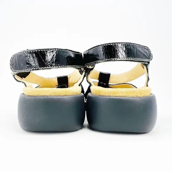 Haflinger Sandals Women’s Euro Size 38=US 7 Black Suede Patent Leather Like New