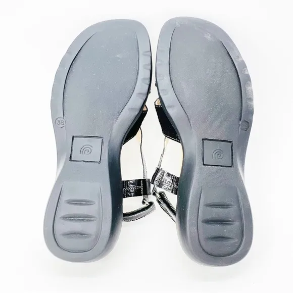 Haflinger Sandals Women’s Euro Size 38=US 7 Black Suede Patent Leather Like New