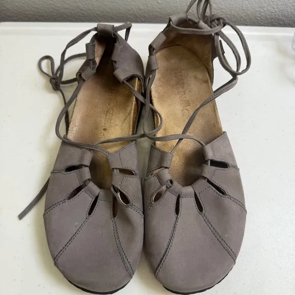 Haflinger Sandals Womens Size 10 Shoes Gray Eva Lace-Up Flats Suede