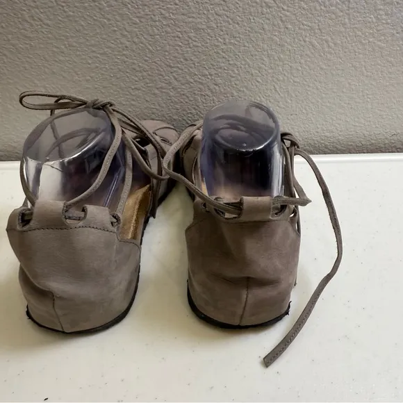 Haflinger Sandals Womens Size 10 Shoes Gray Eva Lace-Up Flats Suede