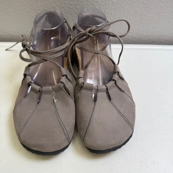Haflinger Sandals Womens Size 10 Shoes Gray Eva Lace-Up Flats Suede