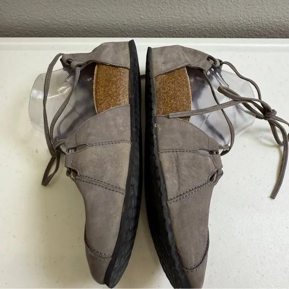 Haflinger Sandals Womens Size 10 Shoes Gray Eva Lace-Up Flats Suede