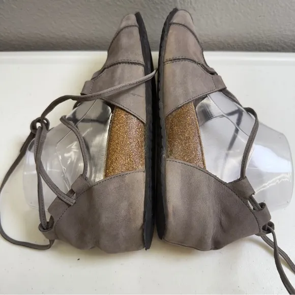 Haflinger Sandals Womens Size 10 Shoes Gray Eva Lace-Up Flats Suede