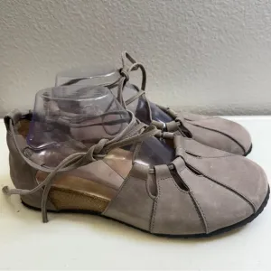 Haflinger Sandals Womens Size 10 Shoes Gray Eva Lace-Up Flats Suede