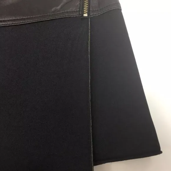Halogen Asymmetrical Zip Leather &amp; Scuba Knit Skirt black faux wrap Size 8
