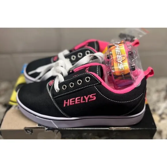 Heelys Youth size 5/ Women size‎ 6 Black &amp; Pink Skate Shoes With Wheels
